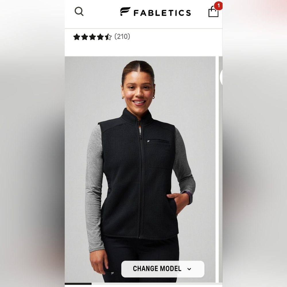 Fabletics Women's Large Black Vest